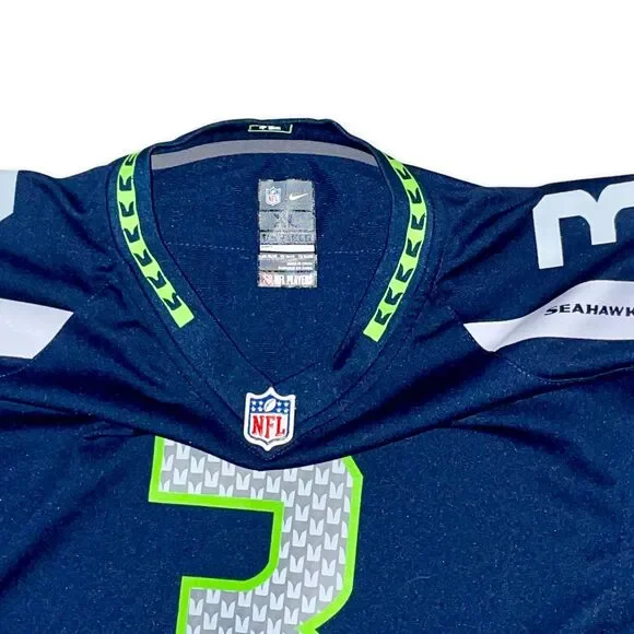 Nike Vintage Rare Seattle Seahawks Wilson Football Jersey Blue Green YXL Men S - Picture 8 of 10